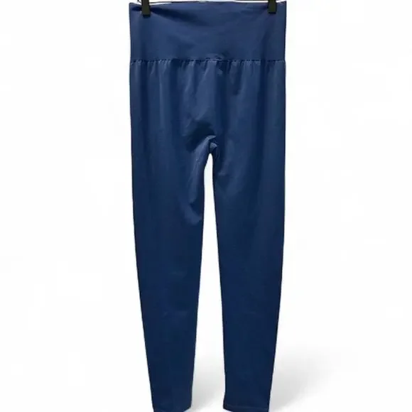 Wolford The Wonderful Leggings Sodalite Blue Cobalt Wide Band Compression Large - Picture 3 of 6